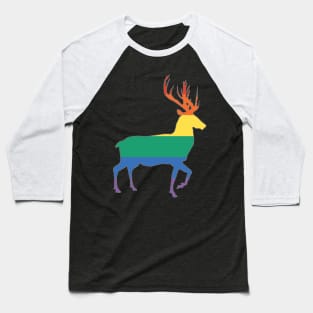 Rainbow Pride Flag Stag Silhouette Baseball T-Shirt